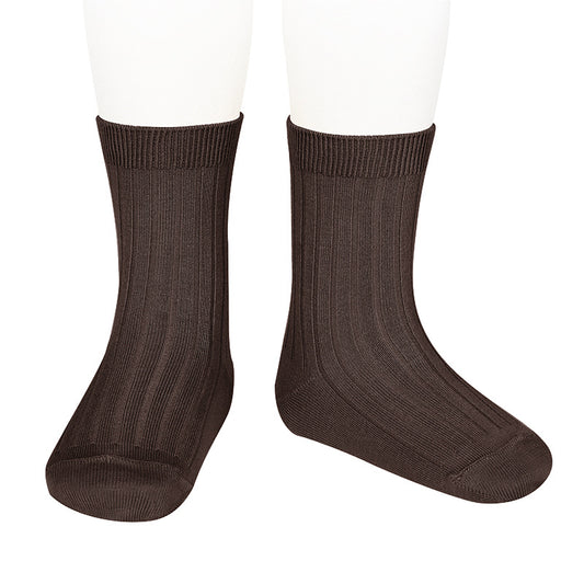 Ankle socks Rib, Brown