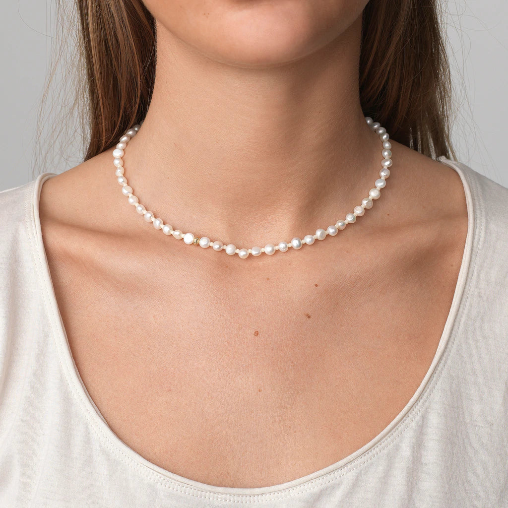 Petit Stellar Pearly Halskæde, Forgyldt